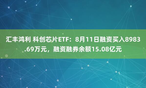 汇丰鸿利 科创芯片ETF：8月11日融资买入8983.69万元，融资融券余额15.08亿元
